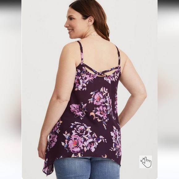 💜 2/$36 💜Torrid Plum Floral Cami w/Crisscross Back 2x - Picture 6 of 12